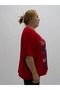 Plus Size Lycra V-Neck Butterfly Printed Short Sleeve Women's Blouse - 5