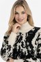 Women's Ecru Black Patterned Knitwear Sweater Turtleneck Long Sleeve Winter Knitted Sweater - 2