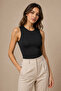 Women's 7-Pack Crew Neck Sleeveless Cotton Flexible Basic Undershirt Black - 2