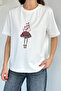 Women's Crew Neck Printed Stone Embroidered T-Shirt - 2