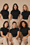 Women's 6-Piece Half Turtleneck Short Sleeve Cotton Stretch Basic T-Shirt Black