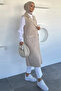 Gold button detailed double pocketed hijab boucle vest