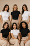 Women's 6-Pack Half Turtleneck Short Sleeve Cotton Stretch Basic T-Shirt 3 Black-3 White