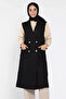 Gold button detailed double pocketed hijab boucle vest - 3