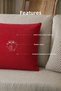 Red Embroidered Throw Pillow Cover – Cute Rabbit Patterned Linen Textured Throw Pillow - 3