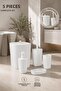 Adhesive Modern 5-Piece Bathroom Set - Off-White