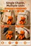 1 Piece Orange Plush Teddy Bear Keychain 15X8 cm Bag Backpack Key Accessory Cute Bow - 5