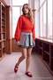 Koyu Kırmızı Kalın Şardonsuz Bele Oturan Regular Kalıp Crop Boy Örme Sweatshirt TWOAW27SW00047 - 4