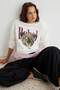 Ekru Kaplan Baskılı Oversize/Geniş Kesim İnce Örme Sweatshirt TWOAW27SW00189