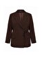 Brown Double Breasted Closure Plus Size Woven Jacket Tbbaw27Ag00026