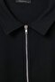 Siyah Regular/Normal Kesim Waffle Dokulu Polo Yaka Fermuarlı İnce Hırka/Sweatshirt TMNAW27SW00015 - 7