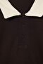 Kahverengi Düşük Omuz Regular Wardrobe Essentials İnterlok Polo Yaka T-shirt TMNAW27PO00003 - 7