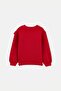 Red Cotton Plain/Basic Thick/Fleece Lined Regular Knitted Girls' Sweatshirt Tkdaw26Sw00034 - 7
