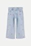 Orta Mavi Kız Çocuk Pamuklu Esnek Kumaş Kalp Nakışlı Wide Leg/Geniş Paça Jean PantolonTKDAW27JE00008 - 5