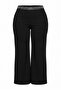 Black Stone Belt Detailed High Waist Wide Leg Plus Size Trousers Tbbaw27Ar00003