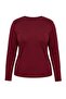 Black-Claret Red Viscose Draped Soft Buttoned Knitted Plus Size Blouse Tbbss26Af00011 - 12