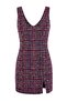 Çok Renkli Tüvit Bodycone/Vücudu Saran Yırtmaçlı Kısa / Mini Dokuma Elbise TWOAW27EL00170