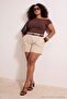 Brown Premium Soft Fabric Fitted Kayık/Madonna Collar Flexible Knitted Blouse Tbbss25Af00029 - 3