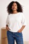 Ekru Relaxed Kayık Yaka Yarasa Kol Truvakar Crop Soft Touch Örme Büyük Beden Bluz TBBSS26AF00168 - 2