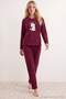 Bordo Puantiyeli Köpek Patchli Polar Örme Pijama Takımı THMAW26PT00193 - 2