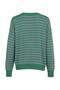 Wardrobe Essentials Yeşil Çizgili Oversize Bisiklet Yaka Triko Kazak TWOAW27KZ00220 - 7