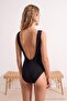 Black V-Neck Covered Knotted Regular Swimsuit Tbess26Ma00129 - 4