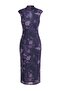 Mor Çiçekli Bodycon/Vücuda Oturan Anahtar Deliği Yaka Maxi Tül Astarlı Örme Elbise TWOAW27EL00088 - 5