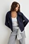 Lacivert Kapüşonlu Oversize Kısa Trençkot TWOAW27TR00035 - 2