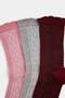 Burgundy-Pink-Gray 3-Pair Cotton Blend Embroidered Jacquard Knitted Socks Thmaw27Co00010 - 2