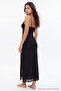 Siyah Dantel Detaylı Yırtmaçlı Örme Gecelik THMAW27GC00023 - 4