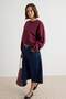Plum Thick Fleece Inside Oversize/Wide Cut Sleeve Stitching Detail Knitted Sweatshirt Twoaw27Sw00062 - 2