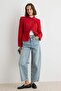 Açık Mavi %100 Pamuk Yüksek Bel Barrel Jeans TWOAW27JE00085