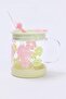 Flower Patterned Glass Mug with Straw and Lid Tdraw27Up00002 - 2