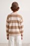 Beige Boys' Striped Crew Neck Knitwear Sweater Tkdaw27Kz00018 - 4