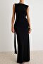 Siyah Shift/Düz Kesim Maxi Örme Abiye & Mezuniyet Elbisesi TPRAW27AE00012 - 3