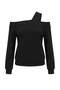 Siyah Kalın Oversize/Geniş Kesim Asimetrik Yaka Omzu Açık Örme Sweatshirt TWOAW27SW00043 - 5
