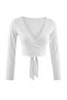 Ecru Micro Tied Double Breasted Crop Knitted Sports Top/Blouse Thmaw27Bz00007 - 4