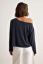 Antrasit More Sustainable Kayık Yaka Relaxed/Rahat Kesim Modal Premium Örme Bluz TWOAW25BZ00282 - 4