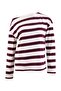 Mürdüm Çizgili Oversize/Geniş Kesim Asimetrik Yaka Düşük Kol Örme T-Shirt TWOAW27TS00043 - 4