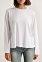 Beyaz %100 Pamuk Uzun Kollu Bisiklet Yaka Regular/Normal Kalıp Basic Örme T-Shirt TWOAW21TS0098 - 4