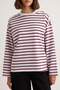 Ekru Çizgili Oversize/Geniş Kesim Bisiklet Yaka İnce Örme Sweatshirt TWOAW23SW00326 - 3
