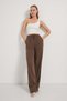 Women's Wide Leg Waist Elastic Brown Palazzo Trousers