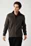Men's Anthracite Basic Mock Neck Fleece Cardigan E001069