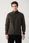Men's Anthracite Basic Mock Neck Fleece Cardigan E001069 - 3