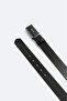 Men's Black 100% Leather Rectangular Buckle Belt A42Y9303 - 3