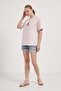 Women's Teddy Bear Embroidery Patterned Summer Powder Loose T-Shirt - 3