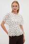 Polka Dot Pleated Low Sleeve Blouse - 6