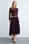 Elastic Waist Floral Pattern Lined Sheer Skirt - 6