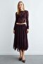 Elastic Waist Floral Pattern Lined Sheer Skirt - 2