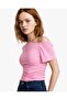 Drawstring Asymmetric Collar Stretchy Knitted Bluz - 4